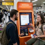 이미지 1 Alt Text: wowpass card kiosk Korea airport tourists