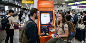 이미지 1 Alt Text: wowpass card kiosk Korea airport tourists