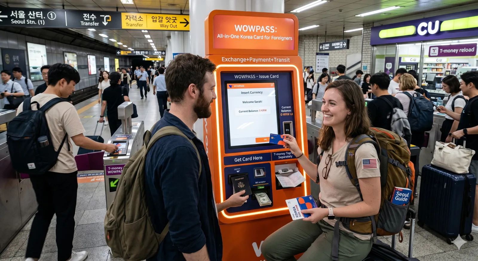 wowpass card kiosk Korea airport tourists