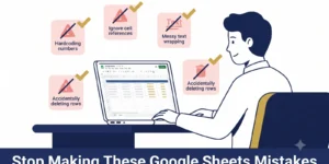 google sheets tutorial for beginners — person at desk with organized weekly expense tracker on screen
