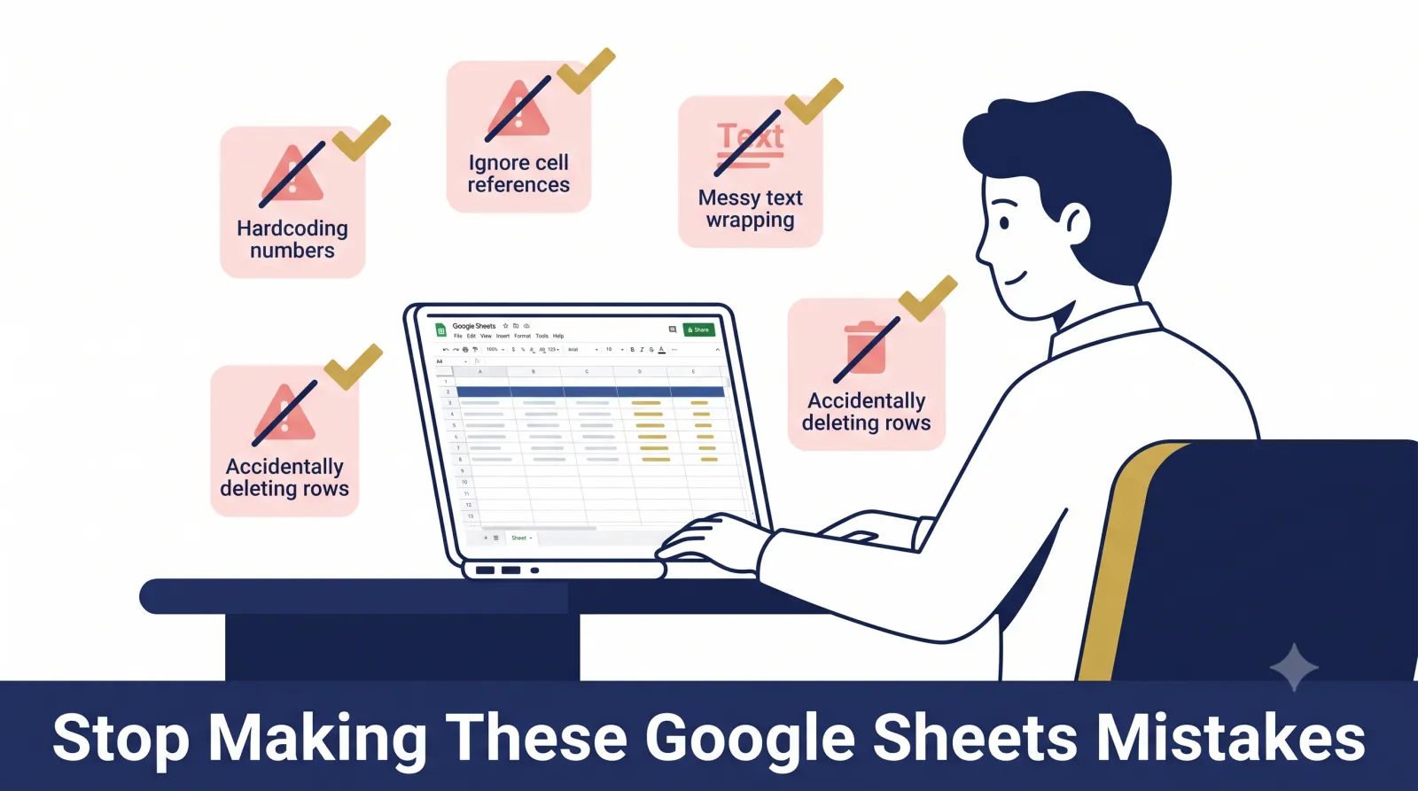 blank spreadsheet transforming into a weekly expense tracker with navy headers