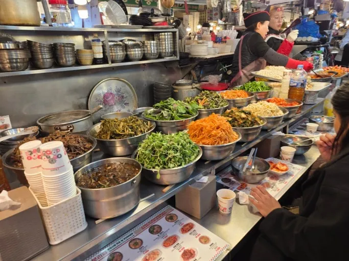 Yukhoe bibimbap at Gwangjang Market in Seoul