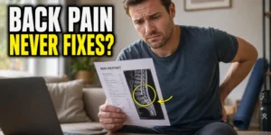 herniated disc recovery time — MRI report with highlighted disc herniation