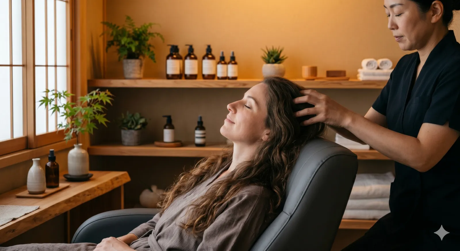 japanese head spa scalp massage treatment at a salon
