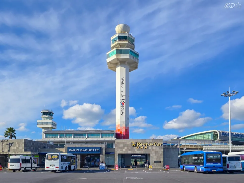 Jeju Airport rental car shuttle area for travelers