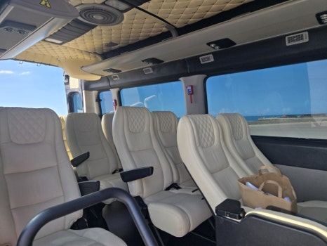 Spacious interior of a large taxi in Jeju