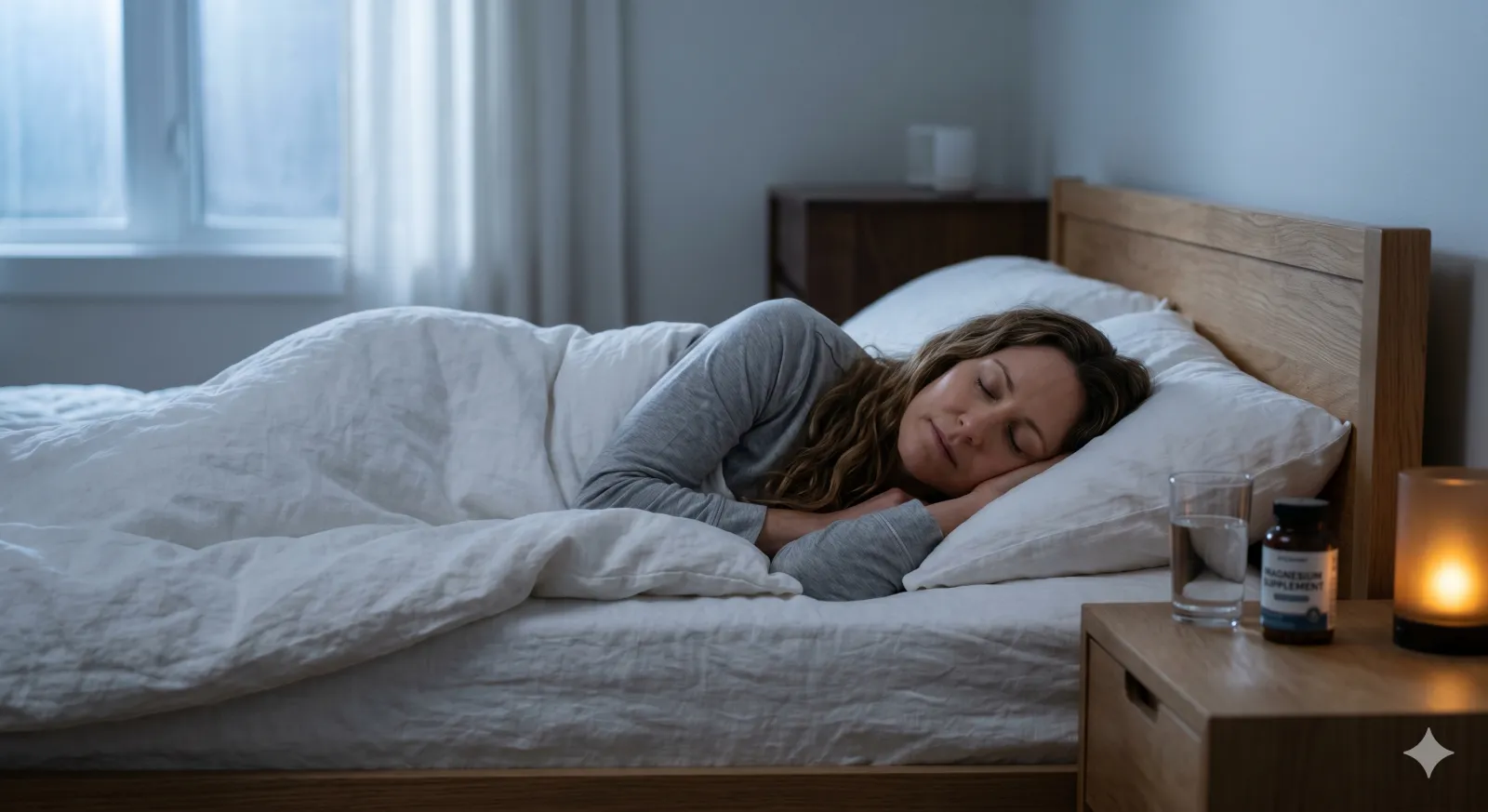 magnesium glycinate for perimenopause sleep — woman resting in bed