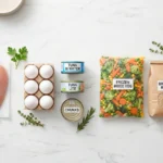 budget grocery list healthy meal prep ingredients kitchen