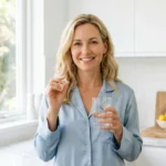 woman taking magnesium for somatic yoga weight loss morning routine
