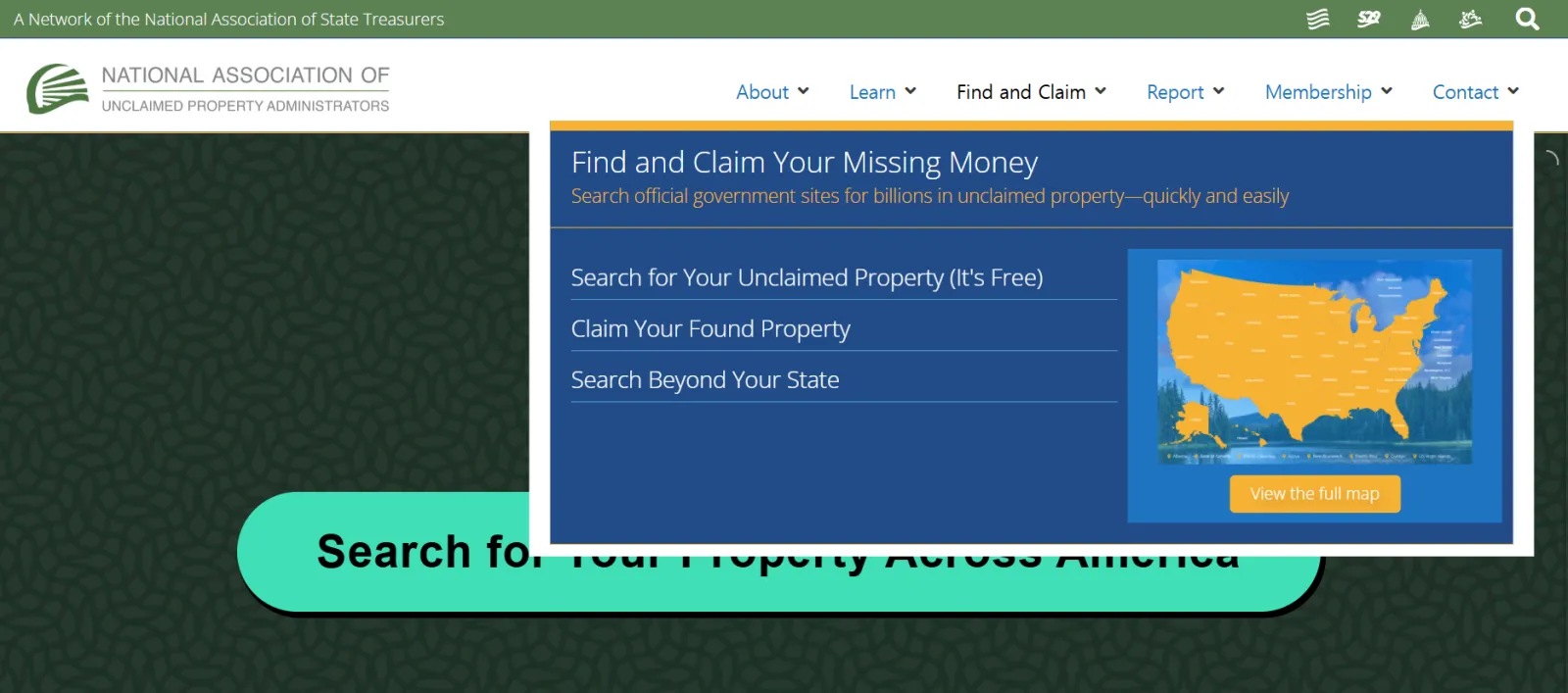 unclaimed.org official NAUPA property search by state